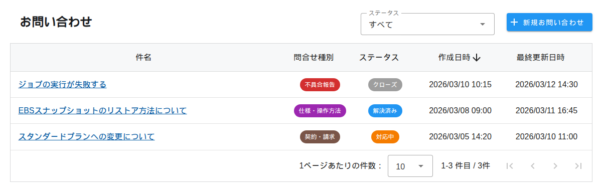 お問い合わせ一覧